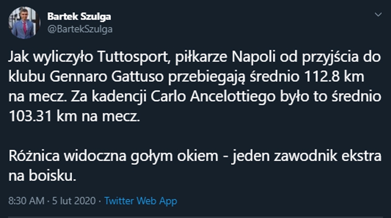 TYLE średnio przebiegają gracze Napoli: Gattuso VS Ancelotti!